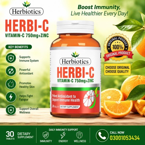 Herbiotics Herbi-C Vitamin C 750mg Tablets in Pakistan