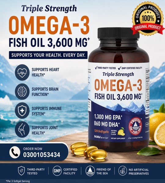 MAV Nutrition Triple Strength Omega-3 Fish Oil Softgels in Pakistan