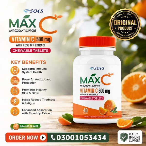 MaxC Vitamin C 500mg Chewable Tablets in Pakistan