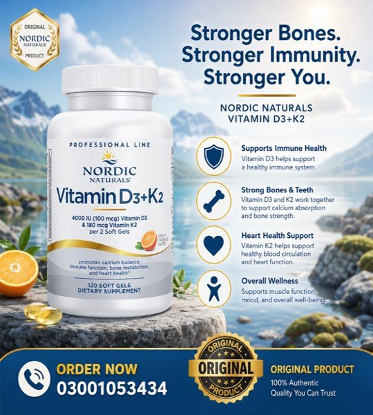 Nordic Naturals Vitamin D3+K2 Softgels in Pakistan